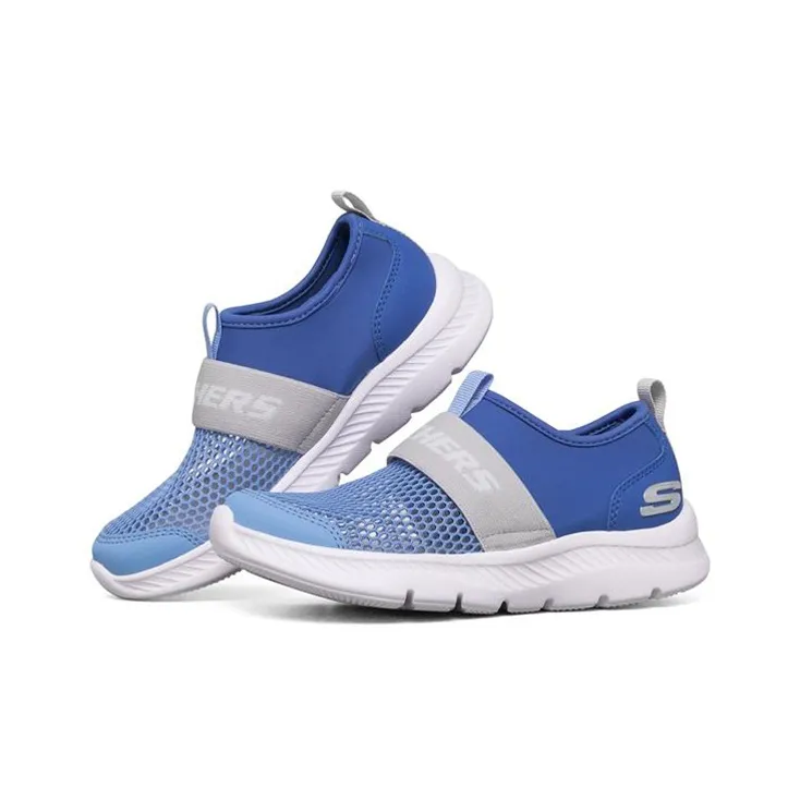 Skechers Comfy Flex 2.0 Anti Slip Wear Resistant Low Top Kids' Running Shoes Blue Gray Teenagers-2
