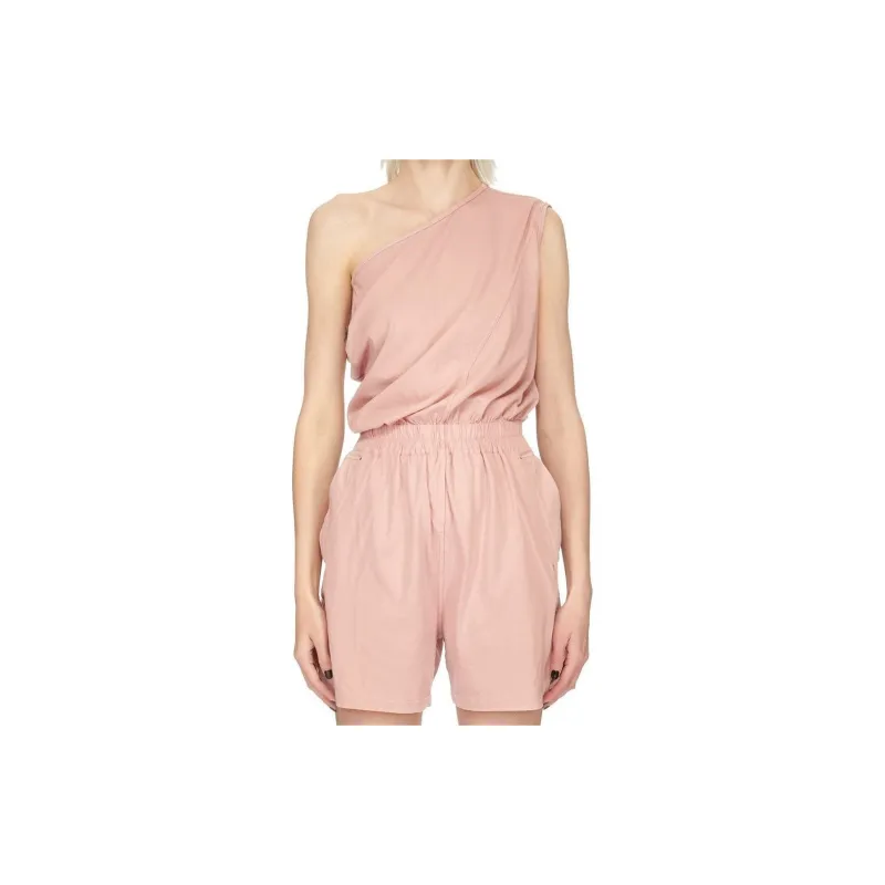 Rick Owens DRKSHDW One shoulder Cotton Playsuit-4