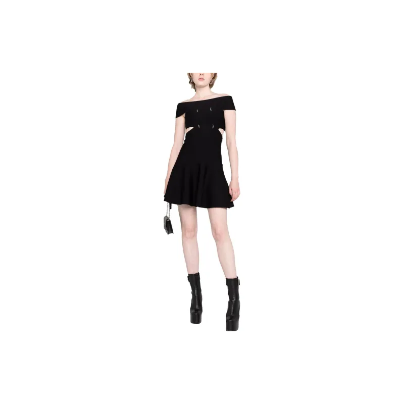 Alexander McQueen Off Shoulder Flared Dress-2