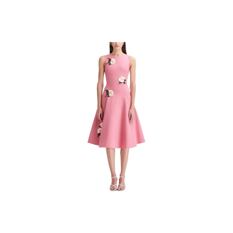 Oscar De La Renta Camellia Threadwork Midi Dress-1