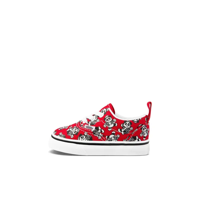 Vans Era Elastic Lace Anti Slip And Wear Resistant Lightweight Low Top Skateboard Shoes Red White Infant And Toddler-0