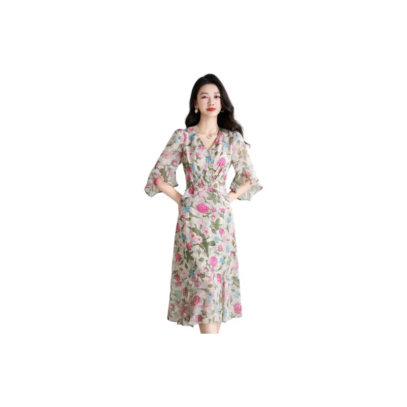 Mylan Early Autumn Elegant Short Sleeved Dresses Women's-8