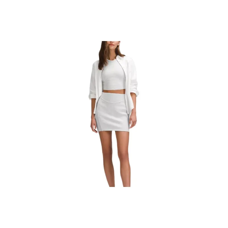 Lululemon Scuba Series Casual Short Skirts Women's Gray White-4