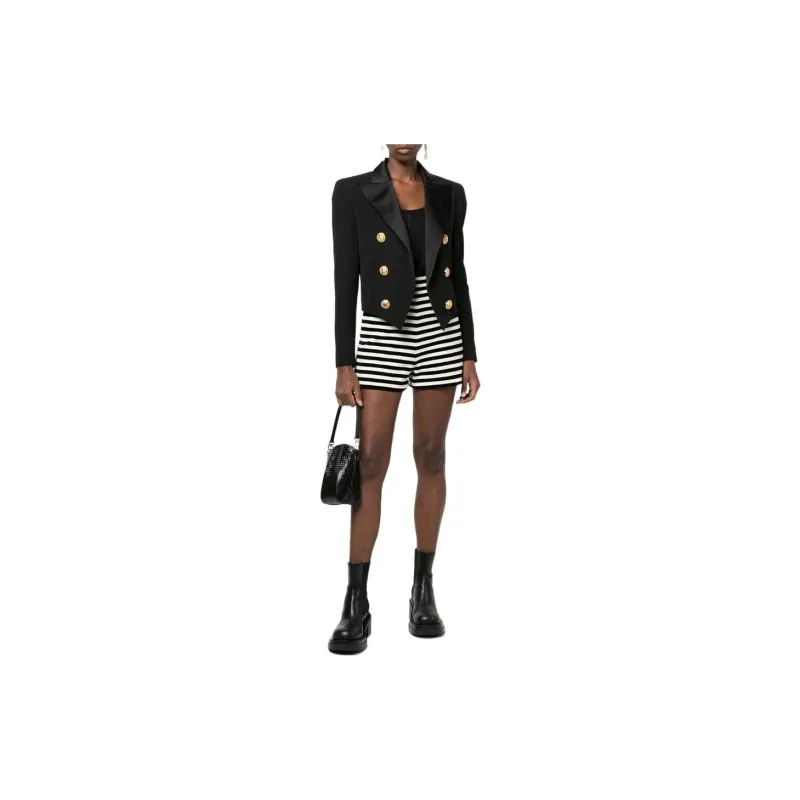 BALMAIN Striped Cotton Shorts-1