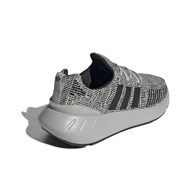 Adidas Originals Swift Run 22 J Abrasion Resistant Breathable Low Top Running Shoes Gray Black Teenagers-3