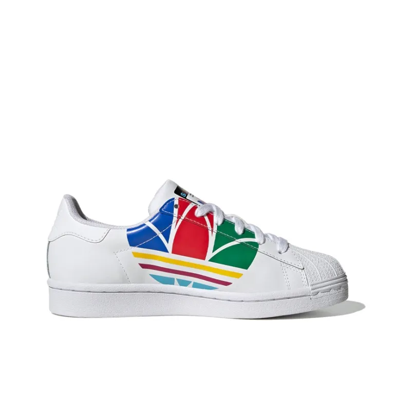 Adidas Originals Pure J Abrasion Resistant Low Top Kids' Skateboarding Shoes White Multicolor Teenagers-1