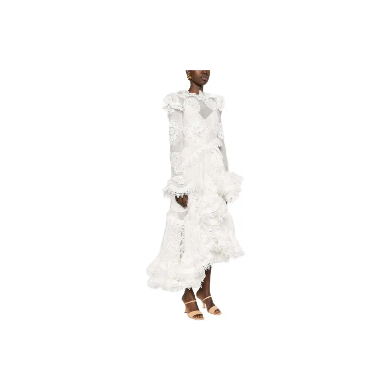 Zimmermann SS24 Long-Sleeved Dresses Women's Ivory White-3