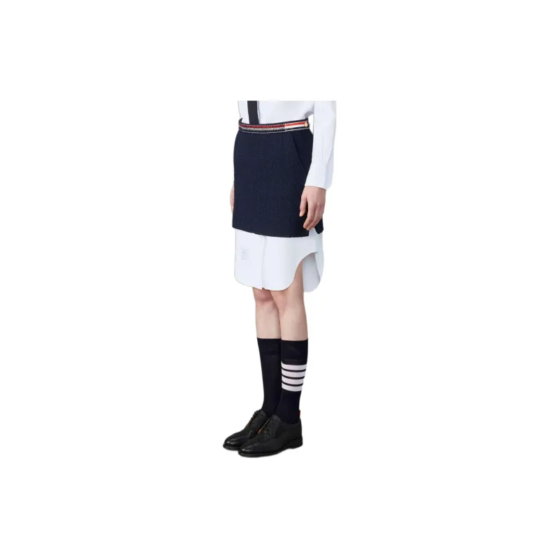 THOM BROWNE 4 Bar Tab Striaght Hem Tweed Skirt-3