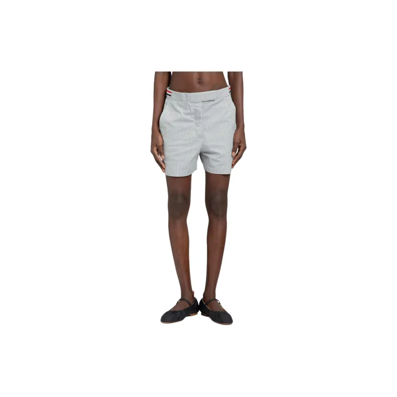 THOM BROWNE Striped Seersucker Shorts-2