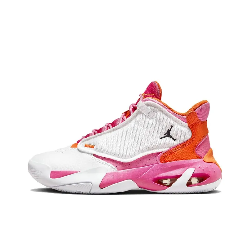 Jordan Max Aura 4 Mid Top Performance Basketball Shoes White Pink Teenagers-0