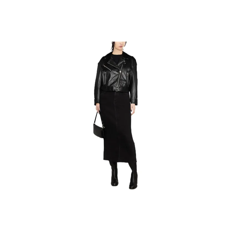 Maje Leather Jackets Women's Black-1