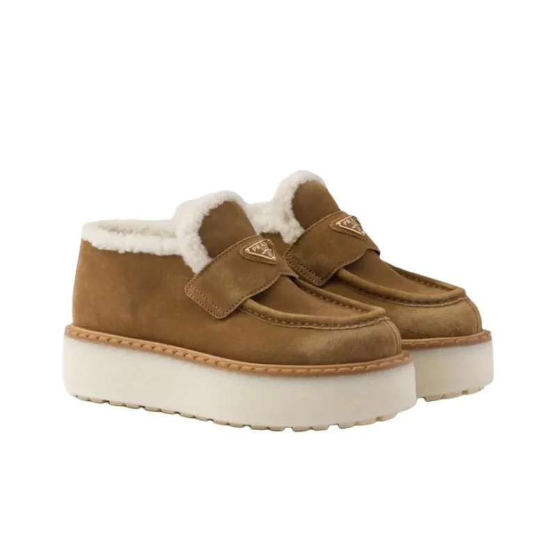 PRADA Loafers 5cm Women's Brown-2