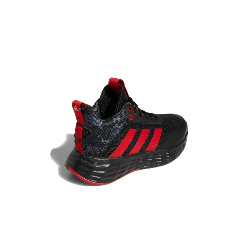 Adidas OwnTheGame CNY K Anti Slip Wear Resistant Mid Top Children's Basketball Shoes Black Red Kids'-3