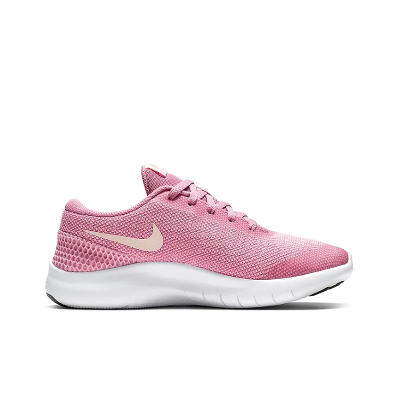 Nike Flex Experience RN 7 Cushioning Abrasion Resistant Breathable Low Top Kids' Running Shoes Pink White Teenagers-1
