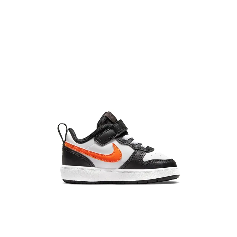 Nike Court Borough Low 2 Low Top Skateboard Shoes Black White Orange Infant And Toddler-1