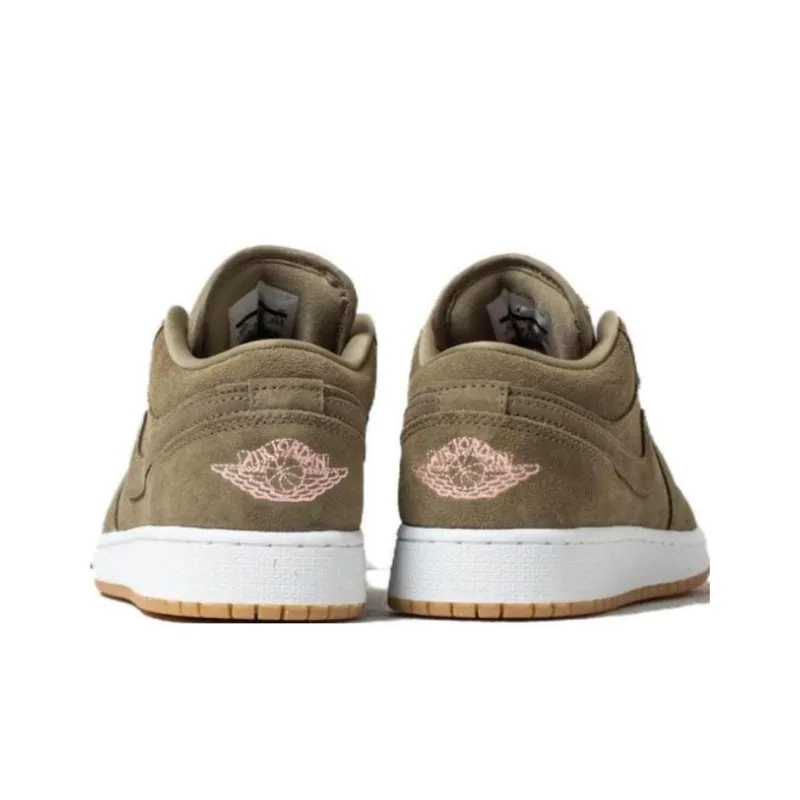 Jordan Air Jordan 1 Low Anti Slip Wear Resistant Low Top Vintage Basketball Shoes Women's Gray Green-3