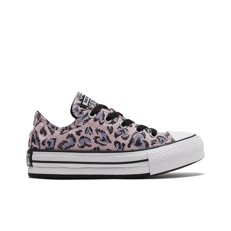Converse All Star Series Anti-Slip Wear-Resistant Low-Top Kids Canvas Shoes Black Pink Purple Teenagers-1
