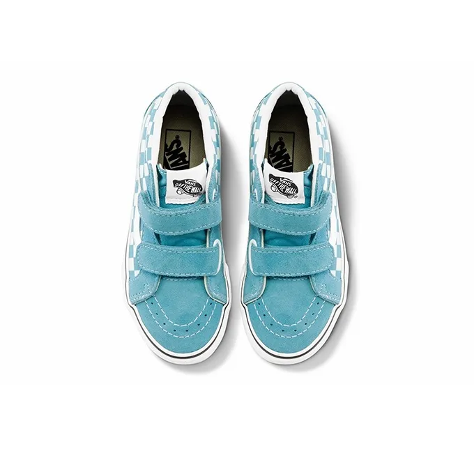 Vans Sk8-Mid Reissue V Kids 'Checkerboard - Enamel Blue Sharp Green'-2