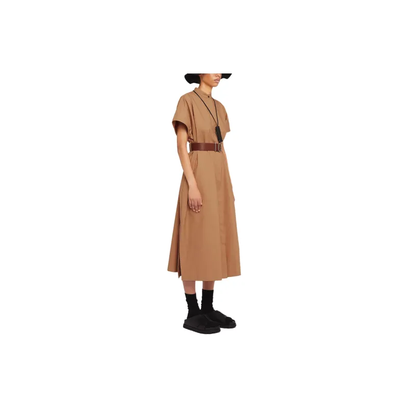 JIL SANDER Collarless Belted Shirt Dress-2