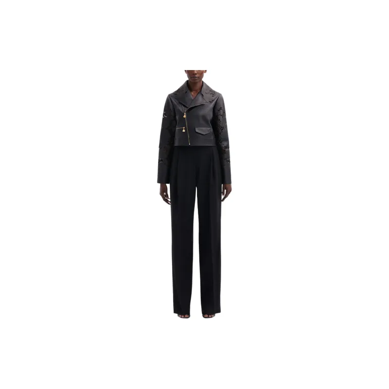 Oscar De La Renta Laser cut Floral Leather Jacket-1