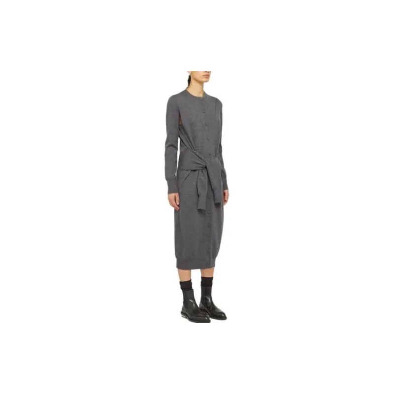 JIL SANDER Tie fastening Wool Dress-3