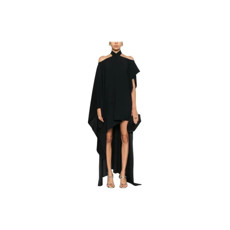 TALLER MARMO Halterneck Asymmetric Midi Dress-1