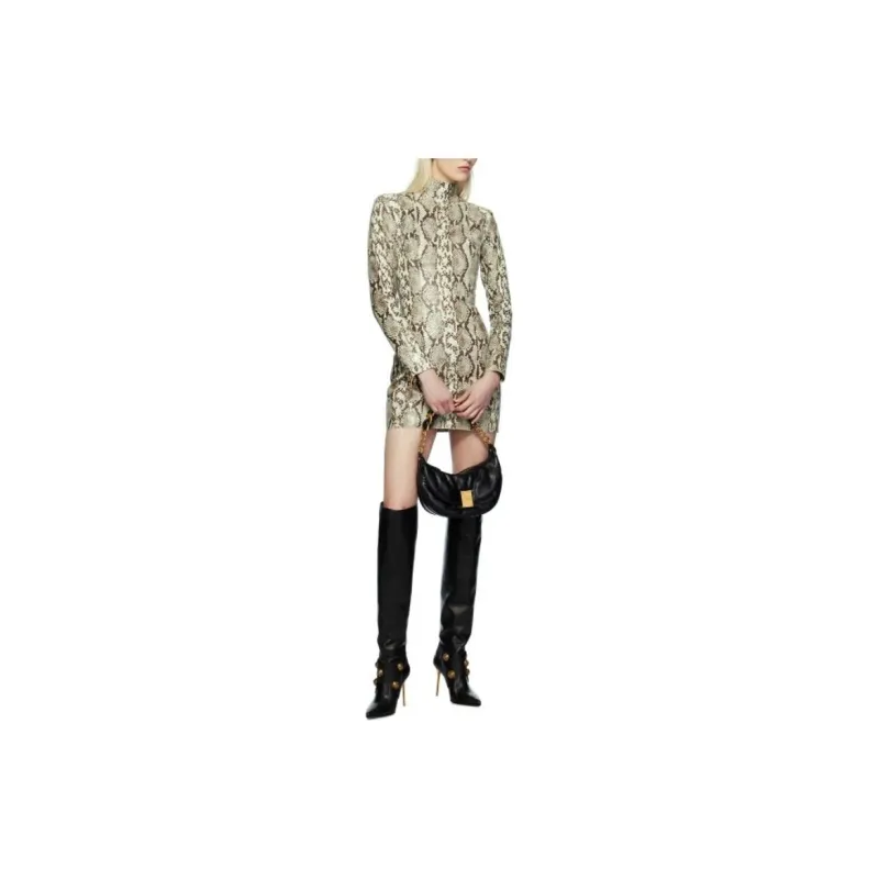 BALMAIN Long-Sleeved Dresses Women's Brown-1