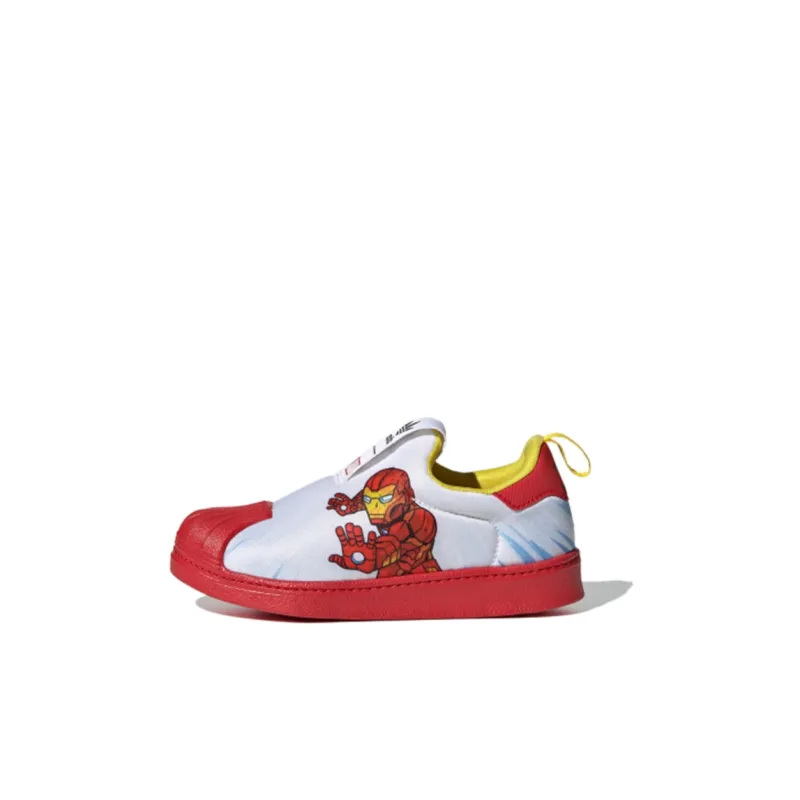 Adidas Originals SUPERSTAR 360 360 Breathable Low-Top Skateboard Shoes White Red Children Aged 3-7 Years Old-0
