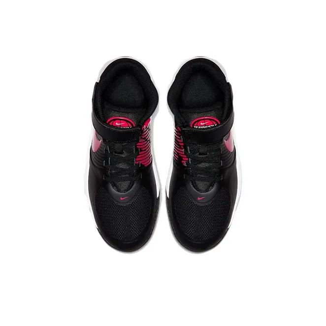 Nike Team Hustle D 9 FlyEase Mid Top Basketball Shoes Black Red Teenagers-2