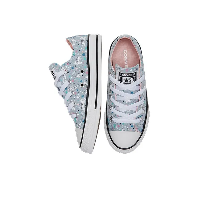 Converse Chuck Taylor All Star Low Top Kids Canvas Shoes Cerulean Multicolor Teenagers-3