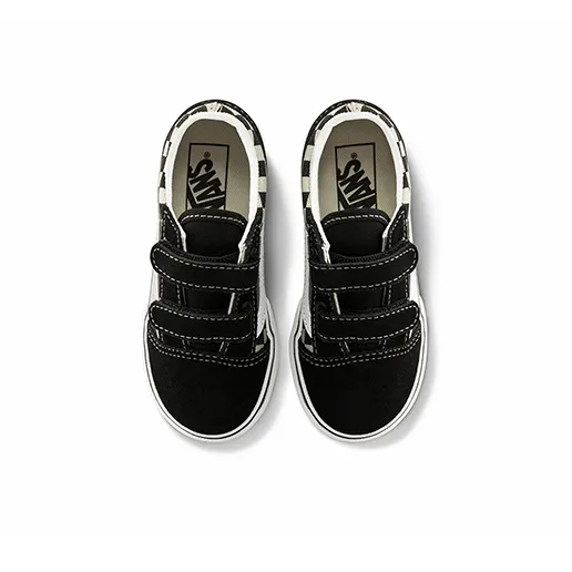 Vans Old Skool Velcro Primary Checkerboard Black White Kids-3