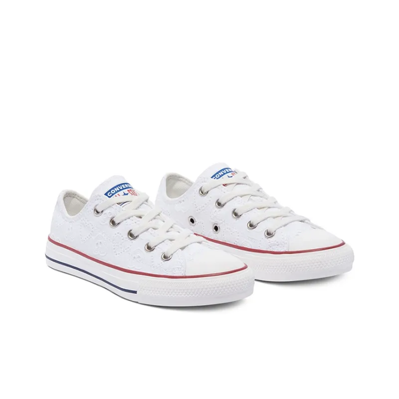 Converse Chuck Taylor All Star Slip Resistant Anti Kick Low Top Kids' Skateboarding Shoes Print White Teenagers-2