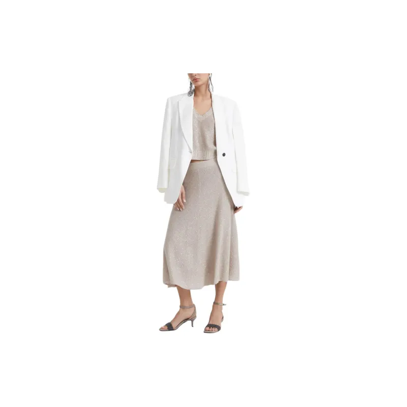 Brunello Cucinelli Sequin embellished Knitted Midi Skirt-1