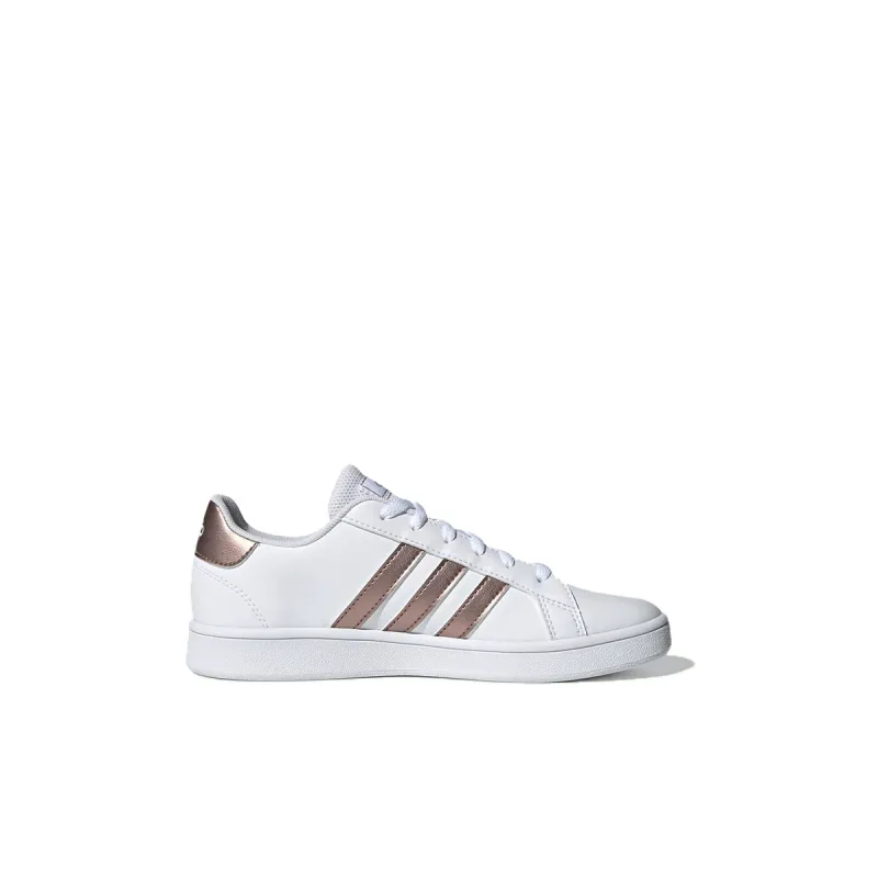 Adidas Neo GRAND COURT K Breathable Low Top Skateboard Shoes White Brown Kids'-1