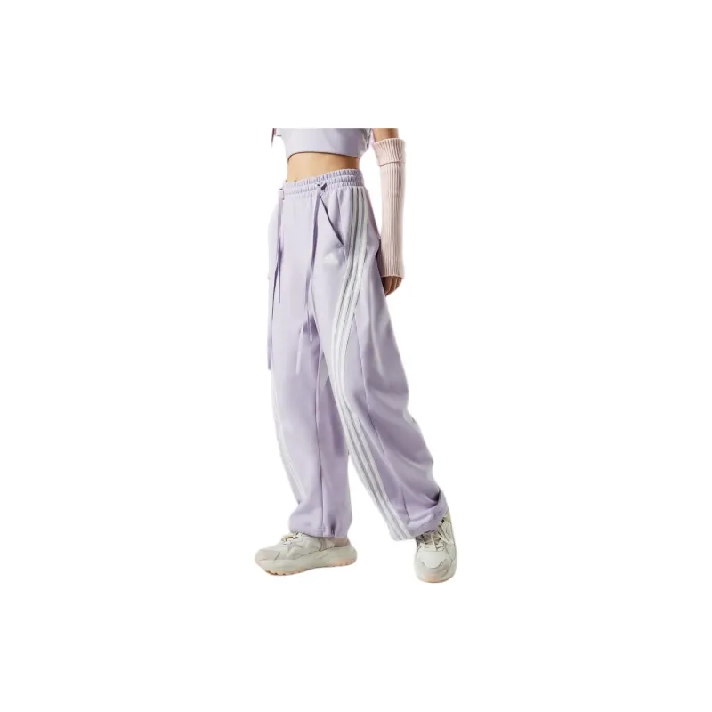 Adidas Dance Interlock Joggers Knitted Sweatpants Women's Silver Purple-4
