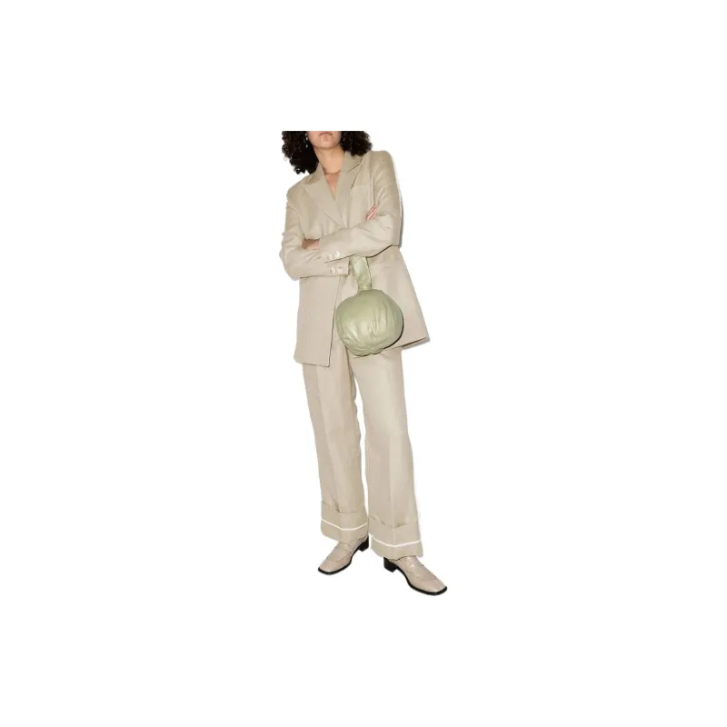 GANNI Linen High Waisted Pants 'Nature'-2
