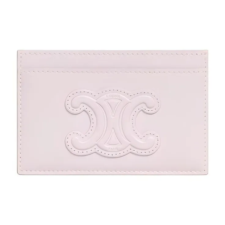 CELINE Triomphe Shiny Calfskin Card Holder Women's Light Pink-0
