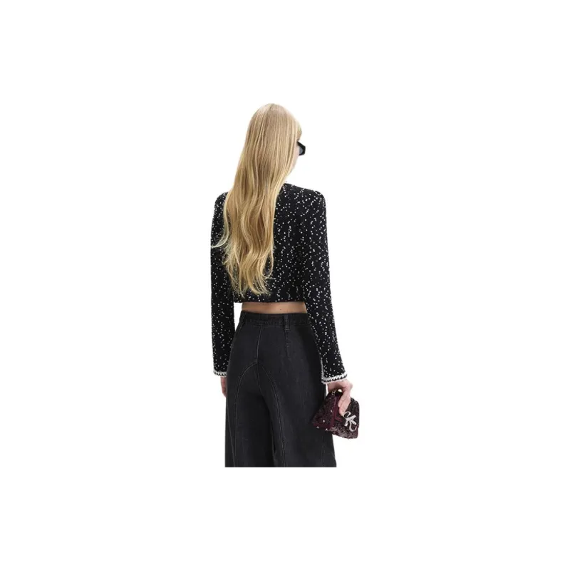 Self portrait Jacket Women's Black Mixed Color-1