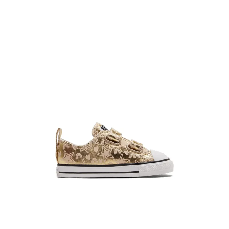 Converse All Star 2V Anti Slip Wear Resistant Low Top Toddler Shoes Gold Infant And Toddler-1