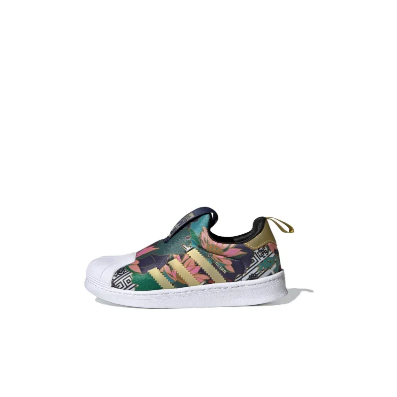 Adidas Originals Superstar Series Breathable Low Top Kids' Skateboarding Shoes Green Children Aged 3 7 Years Old-0