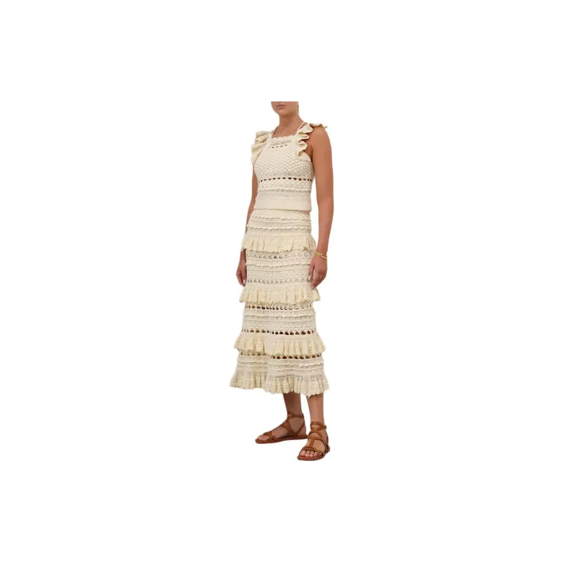 Zimmermann Ruffled Straight Hem Crochet Top-3