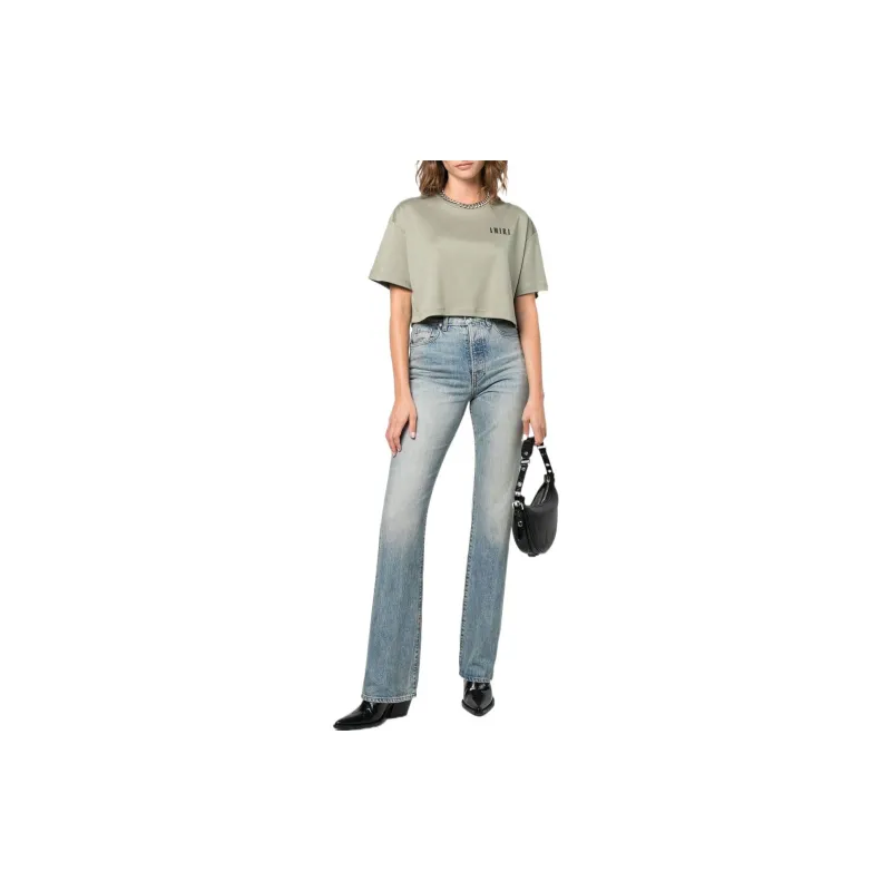 AMIRI High Waist Wide Leg Bootcut Jeans-1