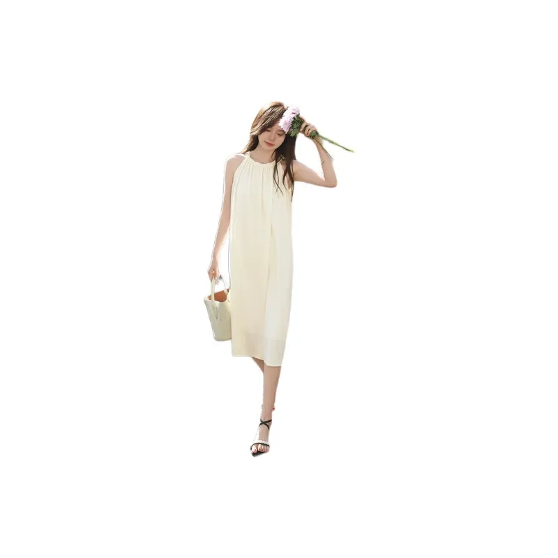 Mt SS24 Sleeveless Dress Women's Ecru-2