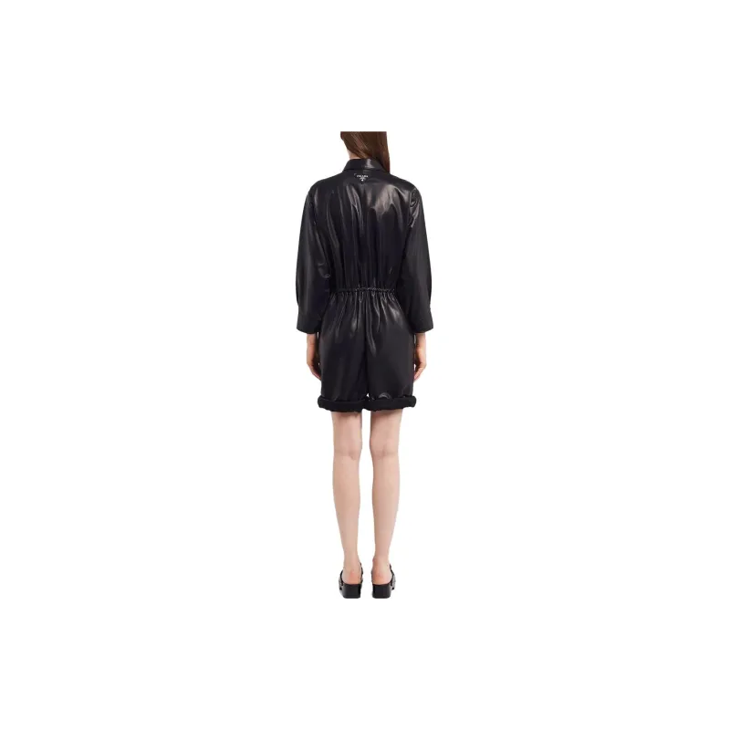 PRADA Drawstring-waist Long-sleeve Playsuit-2