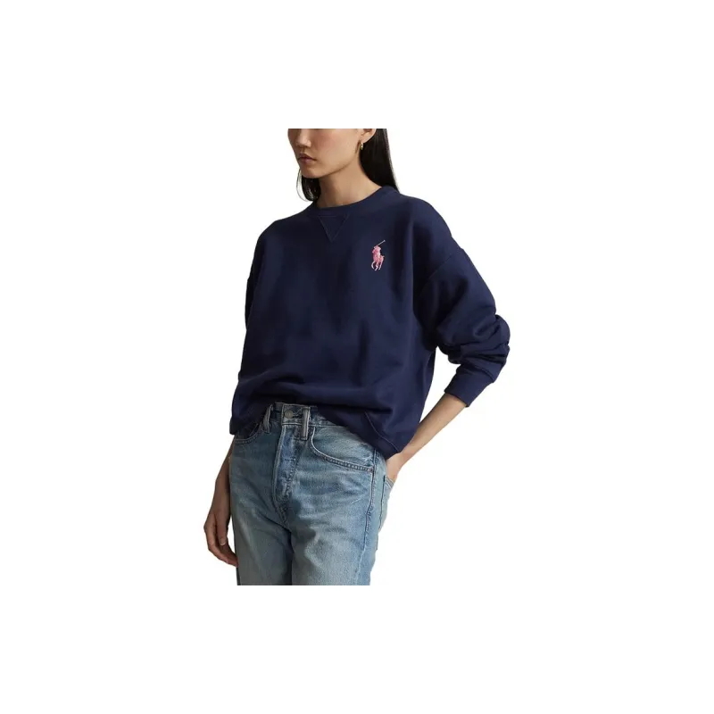 Polo Ralph Lauren FW23 Crew Neck Loose Fit Regular Long Sleeved Sweatshirt Women's Marine Blue-3
