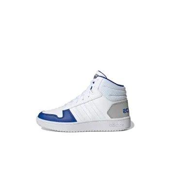Adidas Neo Hoops 2.0 K Anti Slip Wear Resistant Mid Top Skateboard Shoes White Blue Kids'