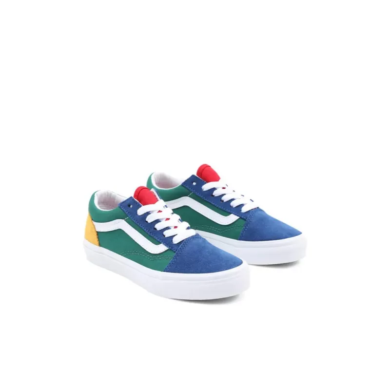 Vans Old Skool Anti-Slip Wear-Resistant Low-Top Kids' Skateboarding Shoes Blue Green Children Aged 3-7 Years Old-2