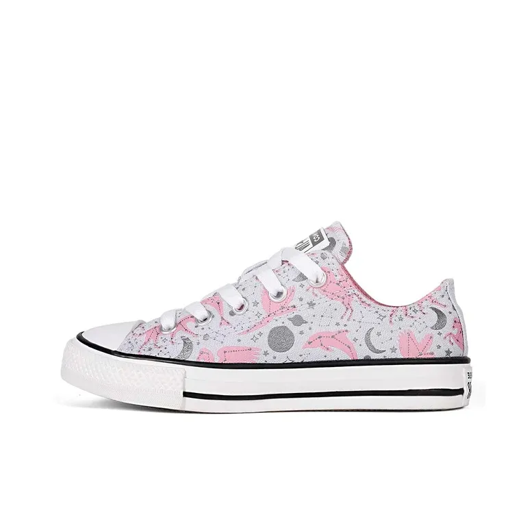 Converse Chuck Taylor All Star Anti Slip Wear Resistant Low Top Kids Canvas Shoes Gray Pink Teenagers-0