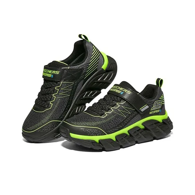 Skechers Tech Grip Cushioning, Slip Resistant, And Abrasion Resistant Low Top Kids' Running Shoes Black Green Teenagers-2