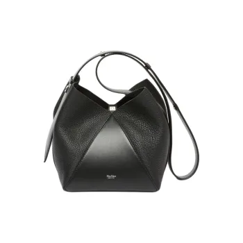 MaxMara Deer-Print Calfskin Bucket Bags Shoulder Bag Crossbody Bag Small Size Women's Black